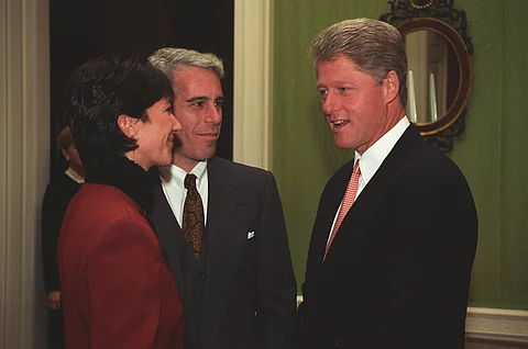 Epstein and Maxwell were photographed speaking with Clinton after the president made remarks at an event for donors