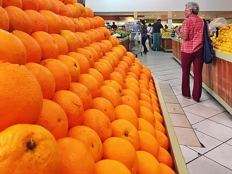 Oranges on display at a Store in São Paulo, Brazil, October 2018.