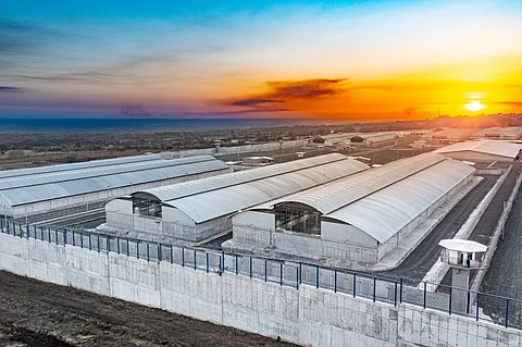 View of CECOT prison in El Salvador.