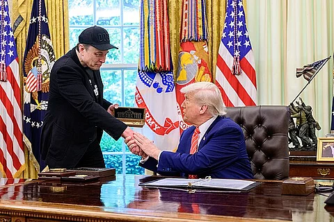 President Donald Trump participates in a press conference with departing DOGE adviser Elon Musk, Friday, May 30, 2025 (before their public split).