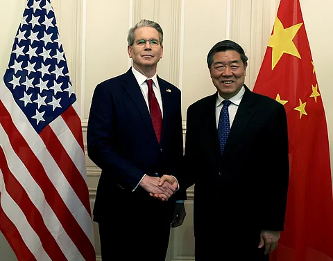 United States Secretary of Treasury Scott Bessent meets Chinese Vice Premier He Lifeng in Geneva as part of trade talks between US and China.