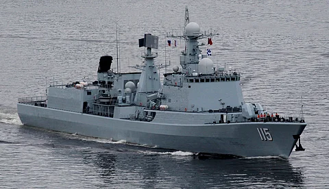 The Shenyang destroyer of the Chinese Navy heads to sea during the Russian-Chinese naval drill Naval Cooperation 2015, Vladivostok.