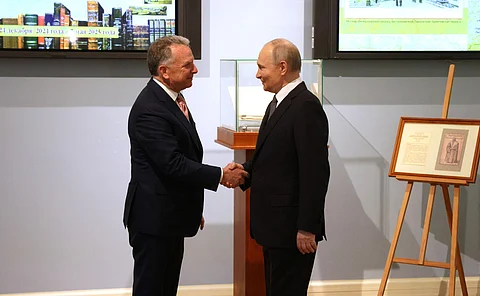 Steve Witkoff and Vladimir Putin during a meeting in April 2025.