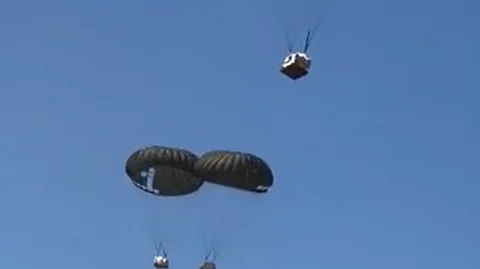 Airdrops of humanitarian aid over Gaza.