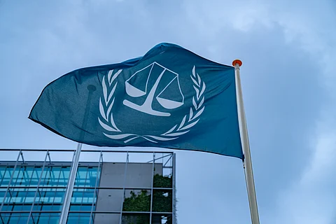 International Criminal Court flag at The Hague, 23 July 2024.