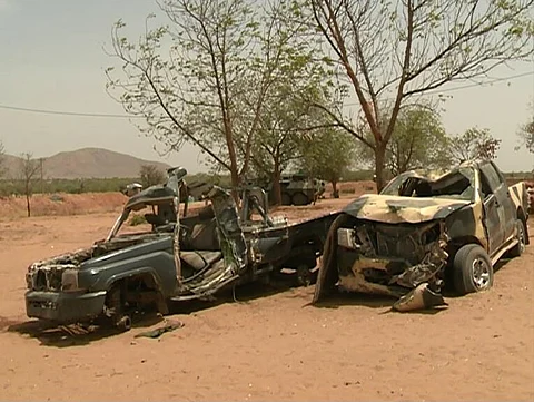 Two Boko Haram vehicles which have been destroyed by the Cameroonian military in December 2018. (For illustrative purposes only)