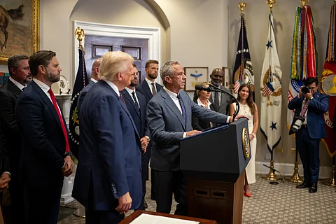 Secretary of Health and Human Services Robert Kennedy Jr. delivers remarks at a Sports Council announcement event, Thursday, July 31, 2025.