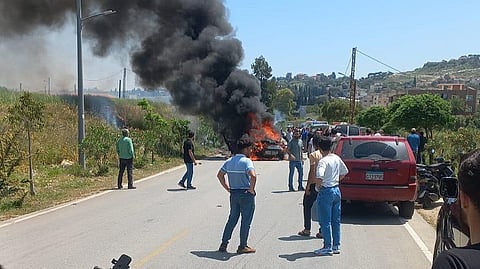 An airstrike in Kawthariyet al-Siyad, southern Lebanonon April 20, 2025.