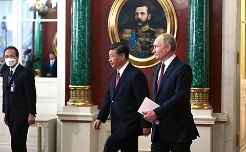 President Xi Jinping meets with President of Russia Vladimir Putin before the document signing ceremony in the Grand Kremlin Palace in Moscow, 21 March 2023.