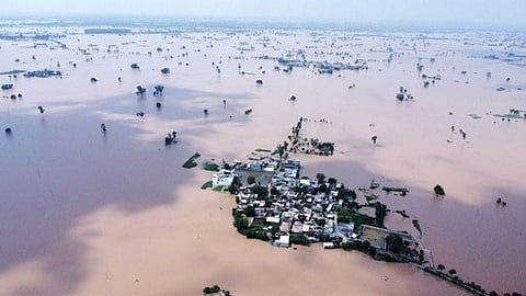 Severe flood crisis in Punjab, India.