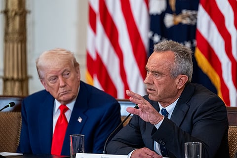 Health and Human Services Secretary Robert F. Kennedy Jr. and President Donald Trump on Thursday, May 22, 2025, in the East Room of the White House.
