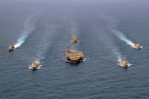 U.S. Navy convoy in the Atlantic Ocean, 2012.