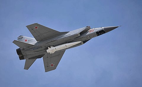 Kh-47M2 Kinzhal missile on a Russian plane.