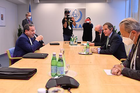 IAEA Director General Rafael Mariano Grossi and Seyed Abbas Araghchi, 2021.