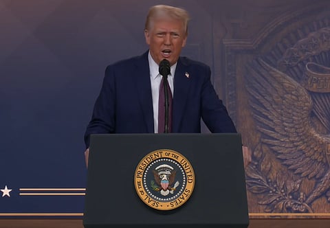U.S. President Donald Trump delivers speech to World Economic Forum 2025