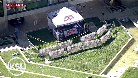 Ariel view of the scene of the shooting of Charlie Kirk.