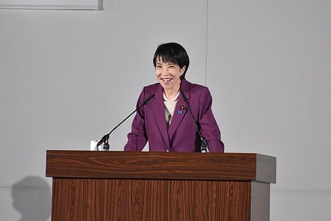 Sanae Takaichi giving a speech, September 2025.