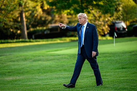 President Donald Trump boards Marine One on the South Lawn of the White House, Monday, September 22, 2025, en route to Joint Base Andrews for a trip to New York to attend the U.N. General Assembly.