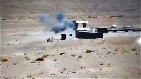 An Afghan Taliban fort in the Chaman sector, getting hit by the Pakistani artillery.