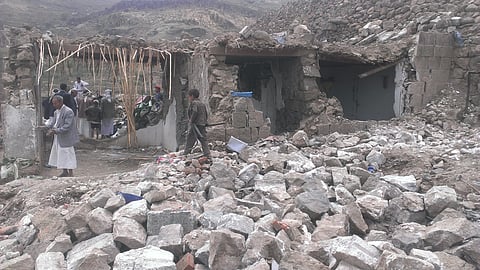 Destruction of a Yemeni home following an airstrike.