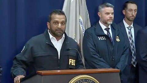 FBI Director Kash Patel's gives a press conference.