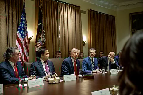 President Donald Trump holds a cabinet meeting, Wednesday, February 26, 2025, in the Cabinet Room.