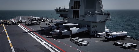Chinese aircraft carrier Fujian flight deck