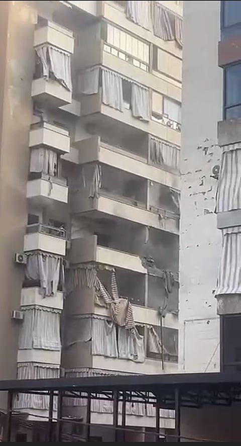 The building struck by Israel in Beirut, Lebanon.
