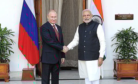 President Vladimir Putin and Prime Minister Narendra Modi, 2014.