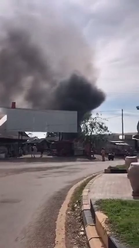 Thai airstrikes in downtown Samong in Cambodia.