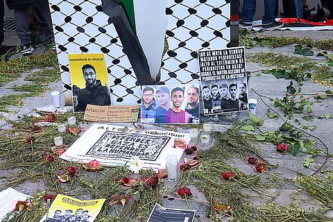 Offering in memory of journalists Anas al Sharif and Mohammed Qreiqeh Ibrahim Zaher, Mohammed Noufal and Moamen Aliwa, killed by the Israeli Army on 10 August 2025.