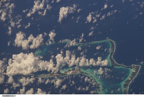 View of the Chagos Archipelago taken during ISS Expedition 6.