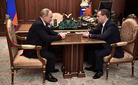 Russian President Vladimir Putin and Dmitry Medvedev, deputy chairman of Russia’s Security Council and a longtime political ally.