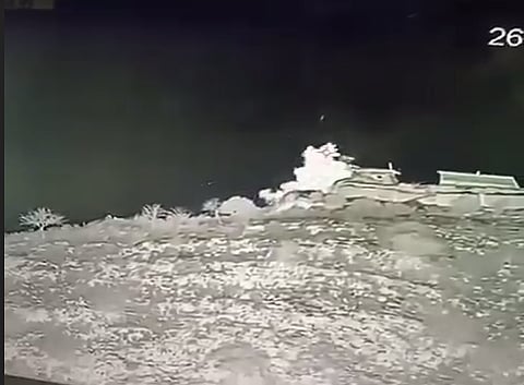 A Taliban border post being targeted by Pakistani forces.