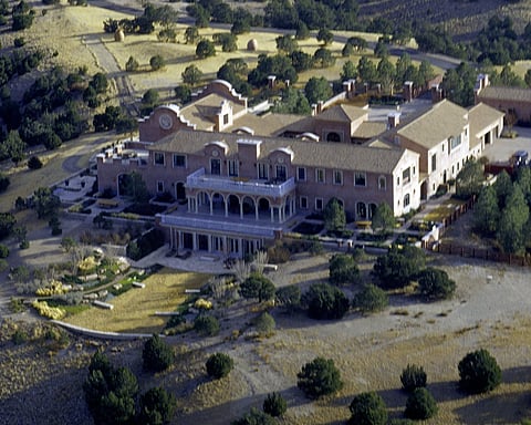 Aerial view of Zorro Ranch mansion in New Mexico.