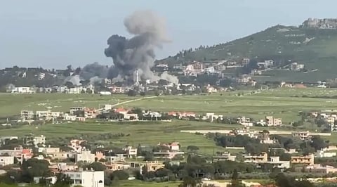 An Israeli airstrike on Arnoun in southern Lebanon, 26 April 2026.