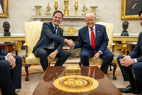 President Donald Trump meets with the Secretary General of NATO, Mark Rutte, in the Oval Office, 13 March 2025.