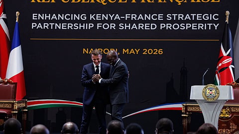 Macron met Kenyan President William Ruto in Nairobi to enhance the France-Kenya strategic partnership.