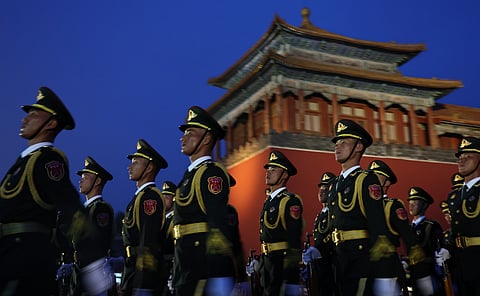 People's Liberation Army personnel before the 2025 China Victory Day Parade in Beijing.