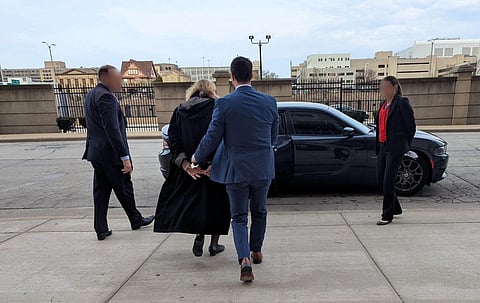FBI agents arresting Wisconsin Circuit Court Judge Hannah Dugan, 25 April 2025.