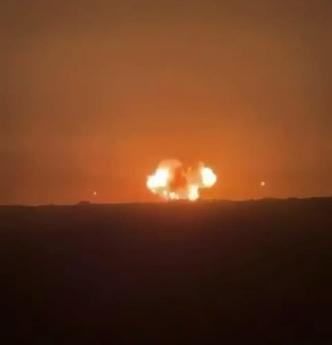 Right after the explosion at the Ras Laffan LNG plant, filmed from a distance.