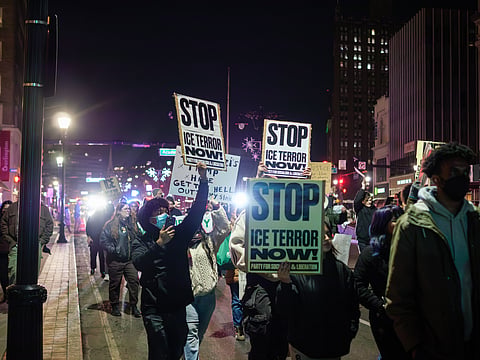 Scenes from a protest against ICE, January 8, 2026.