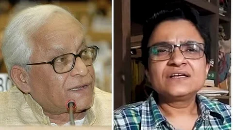 Buddhadeb Bhattacharya (left), Suchetana Bhattacharya (right)