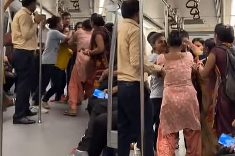 Cat Fight In Delhi Metro: Women Pull Each Other's Hair in Dispute Over Seats in Viral Video