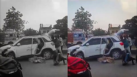 Bihar: Vehicle Carrying Alcohol Bottles Meets With Accident In Gaya, People Rush To Loot Liquor From It