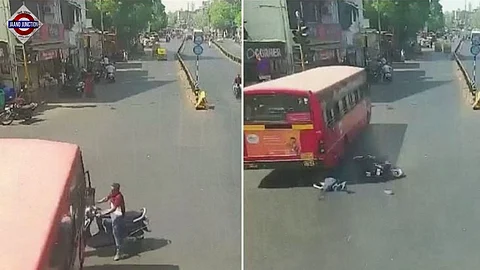 Ahmedabad hit-and-run caught on CCTV, bus runs over man on scooter