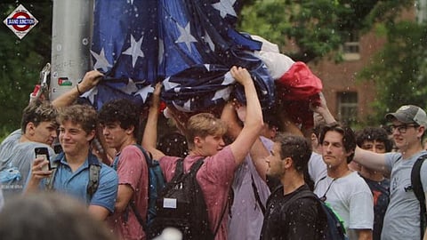 Funds raised for party for frat boys who held up US flag amid pro-Gaza protests