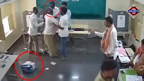 Video: Jagan Reddy's party MLA destroys voting machine, poll panel takes note