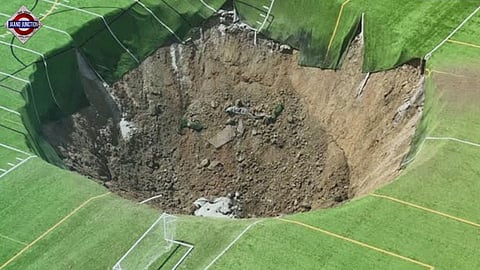Alton soccer field gone in seconds: Terrifying video captures sinkhole swallowing Illinois pitch