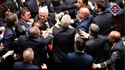 Video: Brawl in Italian Parliament ahead of G7 Summit, lawmakers exchange blows